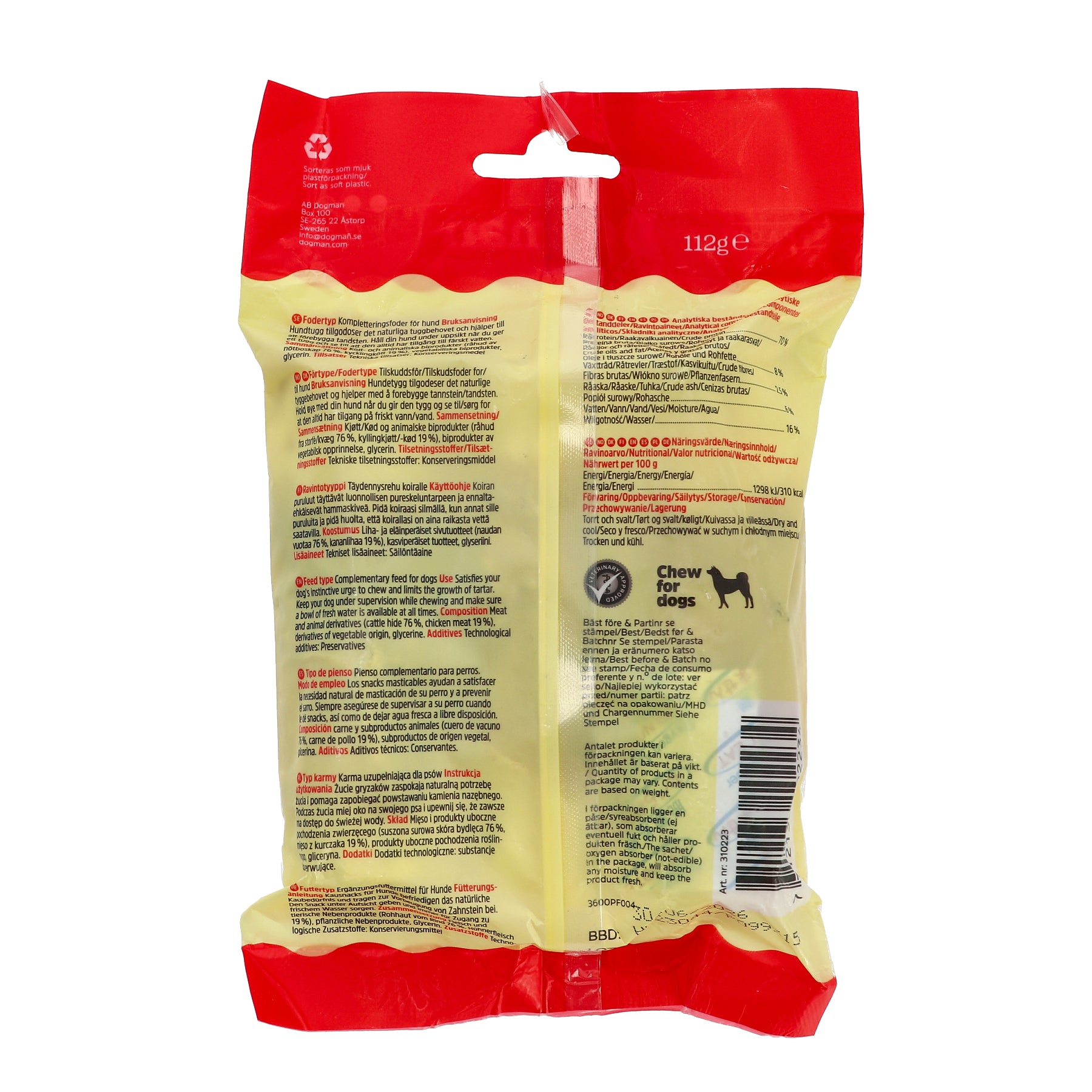 Tuggrullar med Kyckling 3p Vit 10cm – Hundgodis (Dogman)