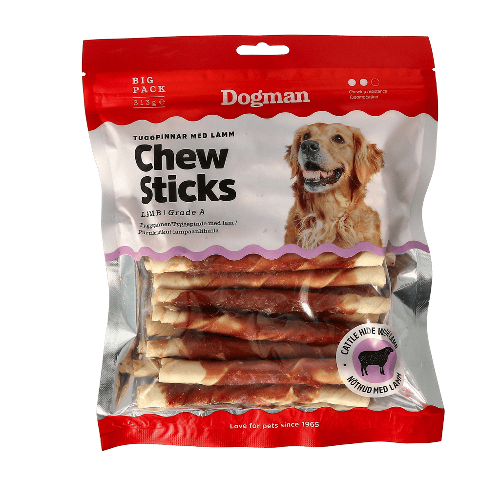 Tuggpinnar med Lamm 25p Vit 12,5cm - Hundgodis (Dogman)