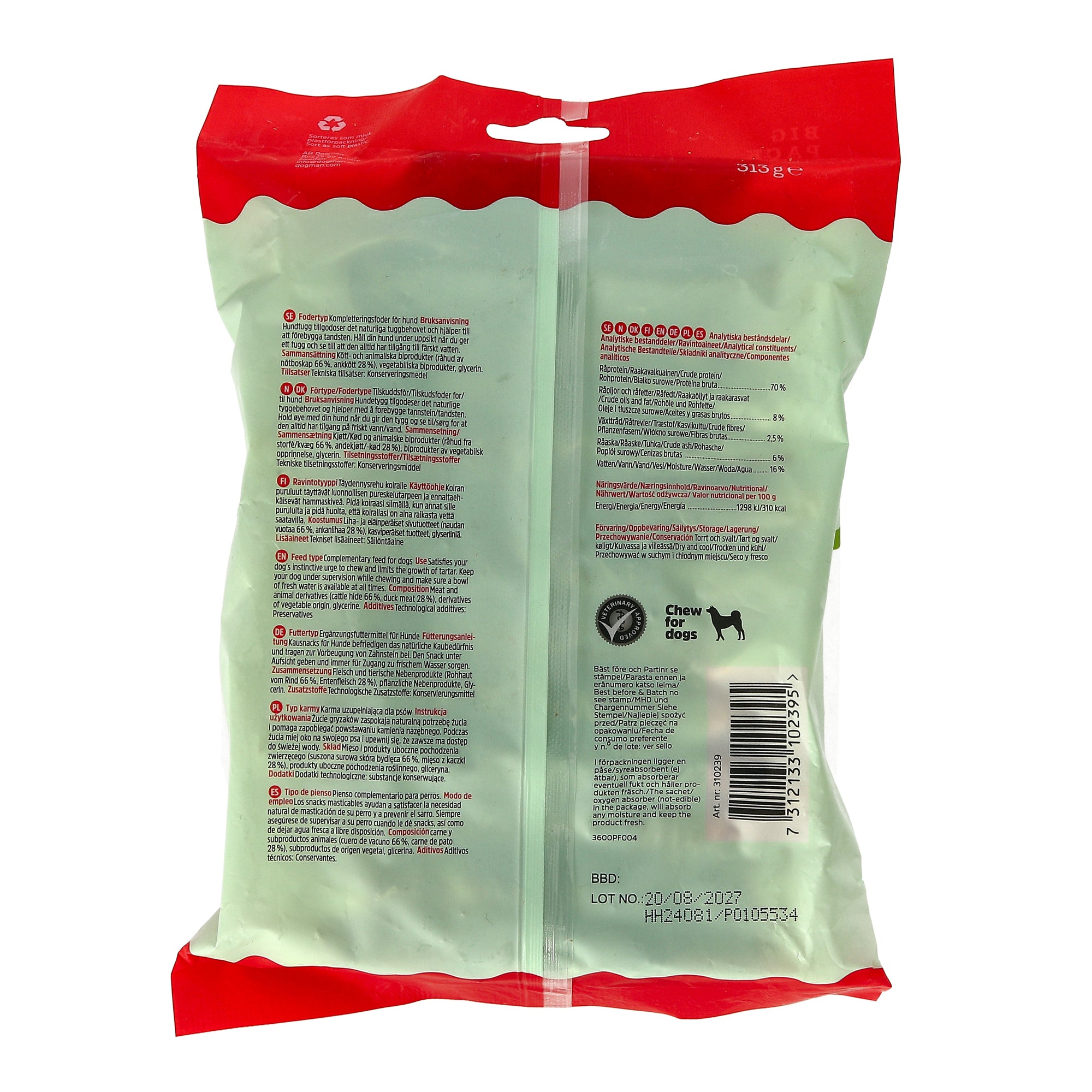 Tuggpinnar med Anka 25p Vit 12cm – Hundgodis (Dogman)
