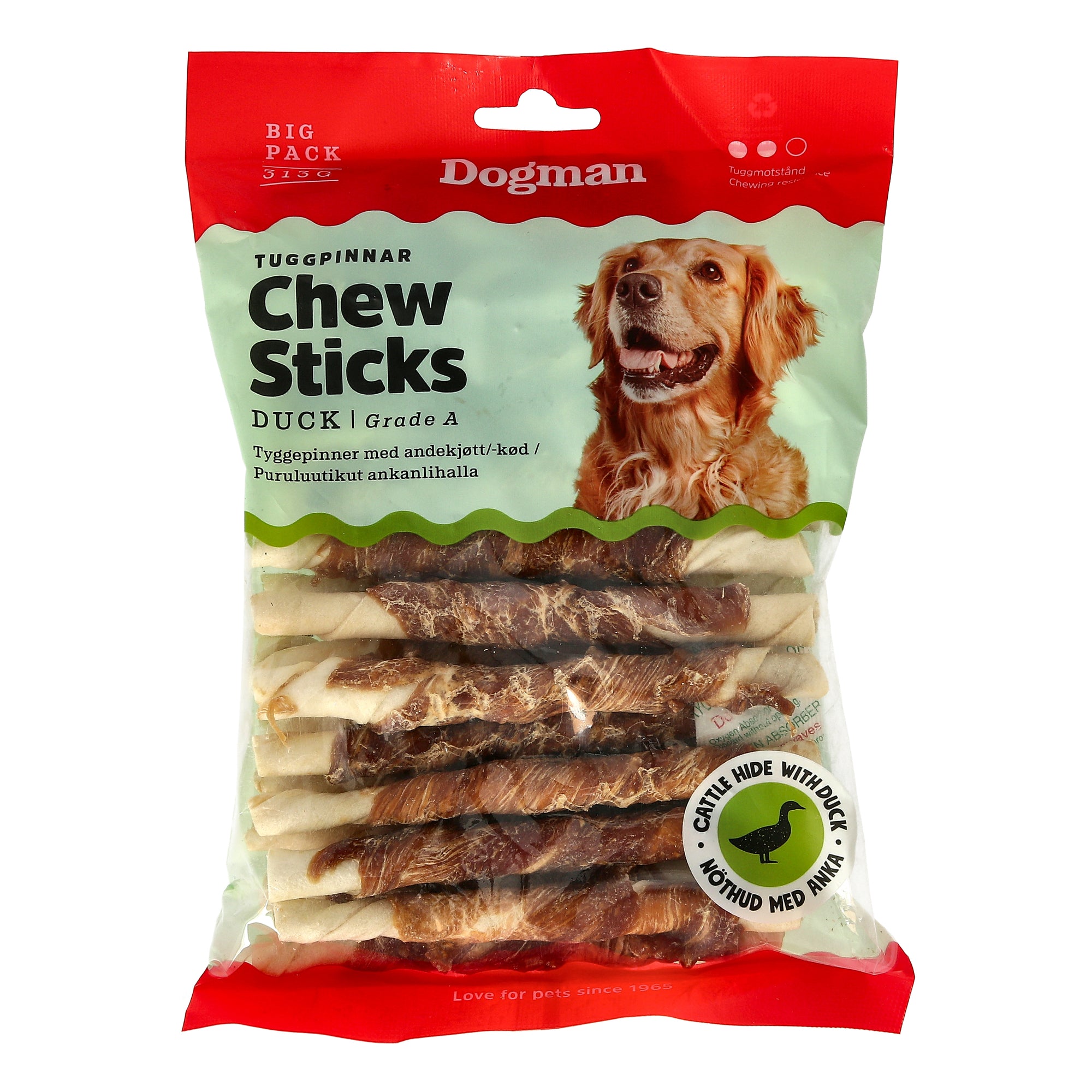 Tuggpinnar med Anka 25p Vit 12cm – Hundgodis (Dogman)