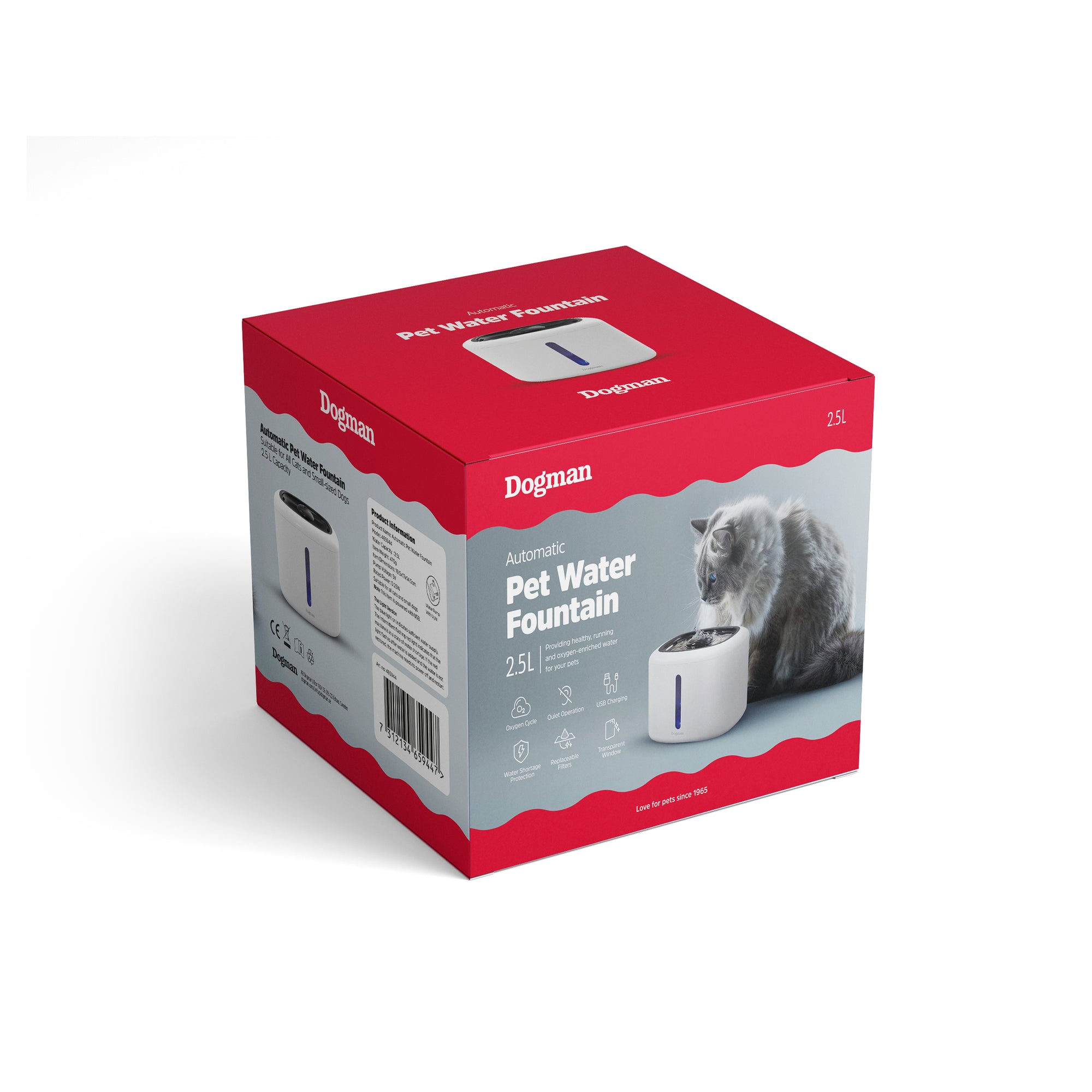 Vattenfontän 2.5L – Hund & Katt (Dogman)