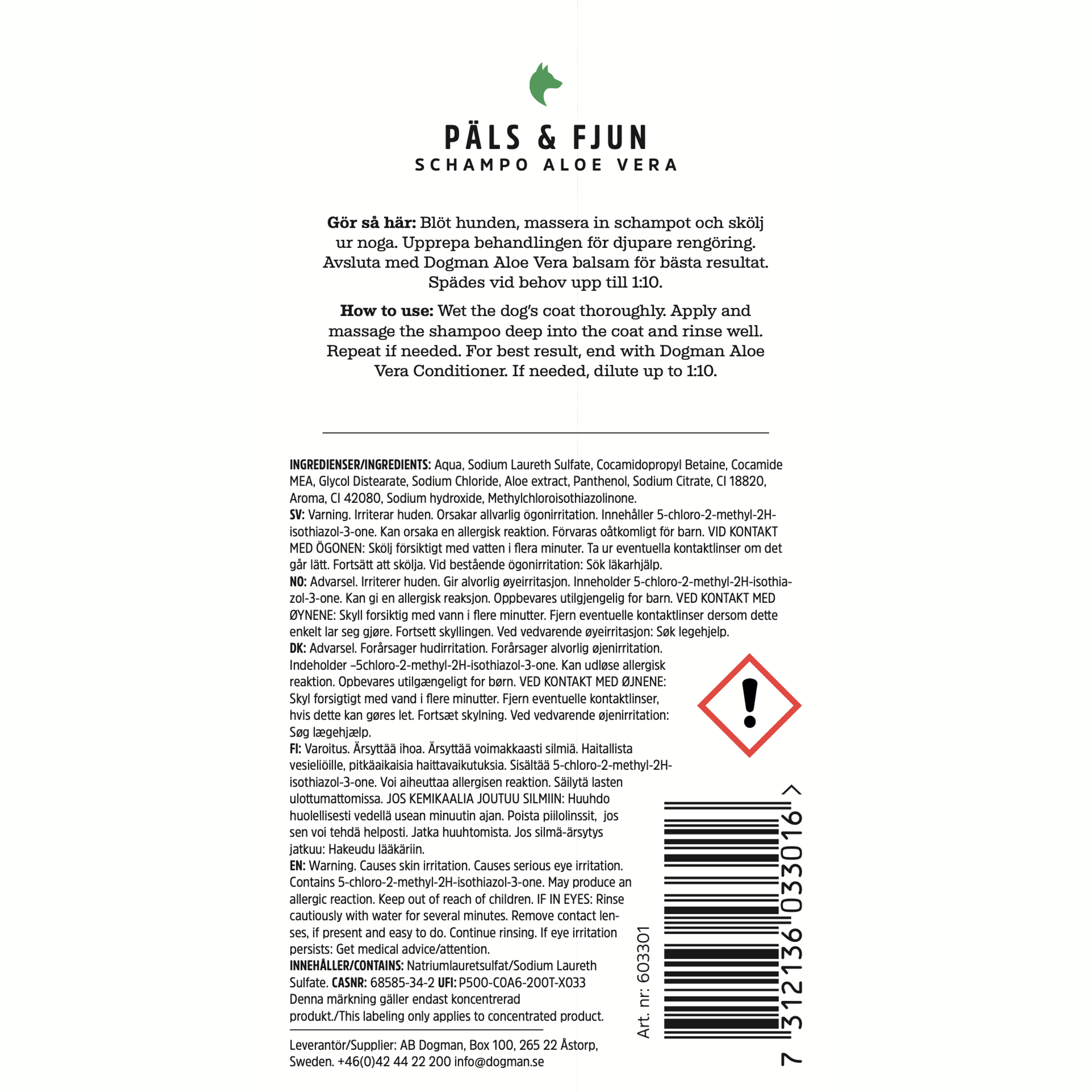 Aloe Vera Hundschampo (Dogman)