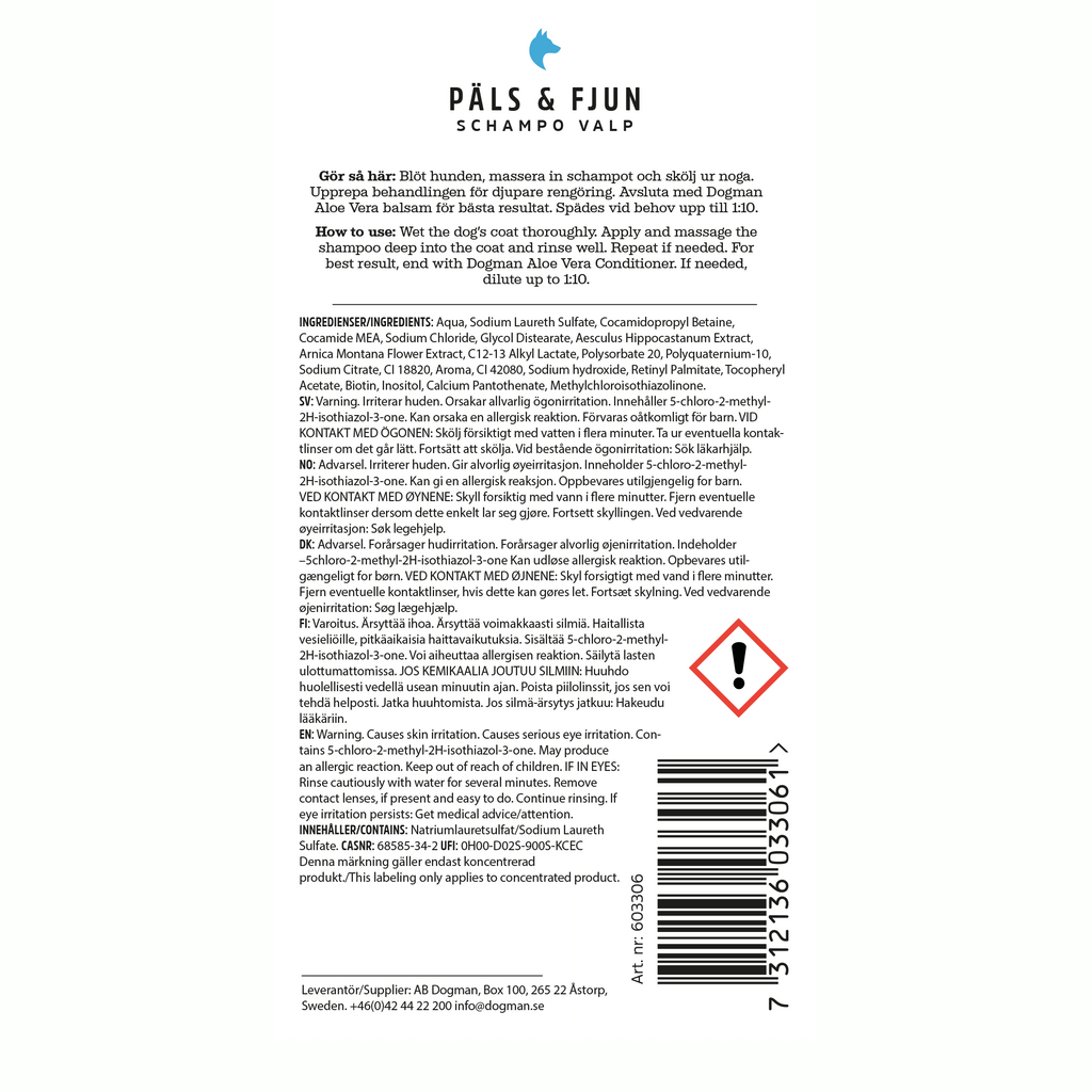 Päls & Fjun Valp Hundschampo 250ml (Dogman)