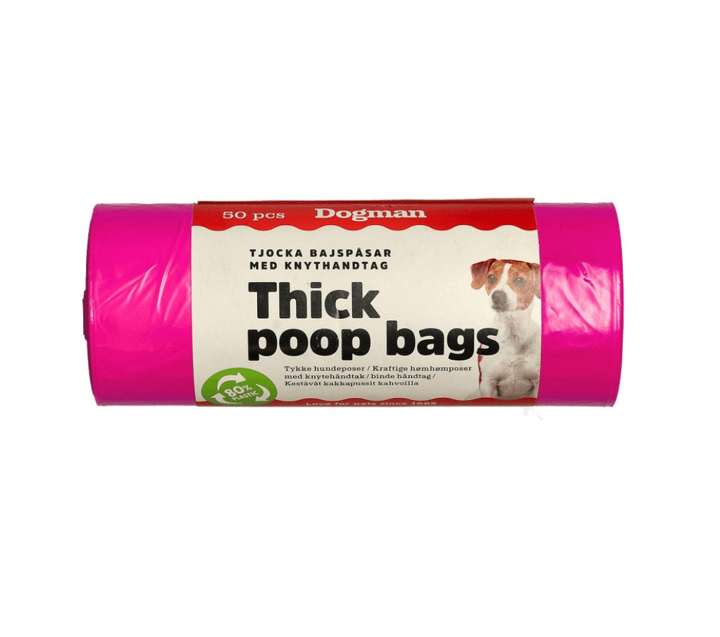 Bajspåsar med Handtag 50-pack – Rosa (Dogman)