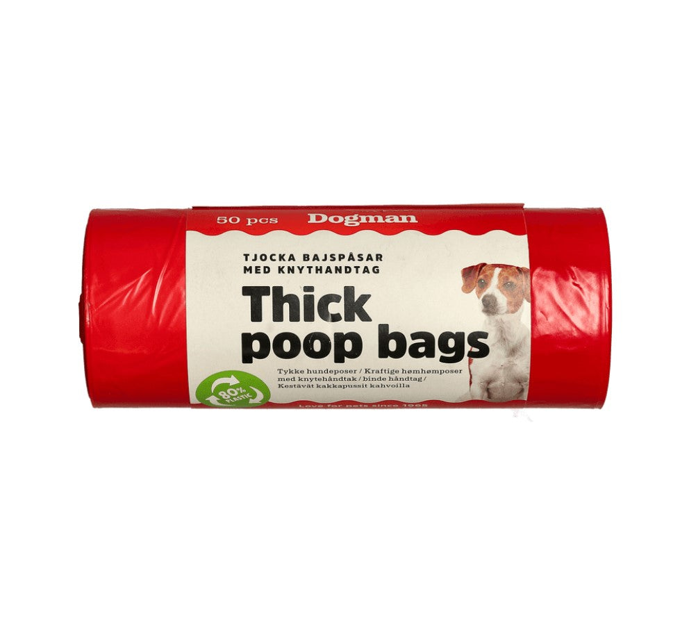 Bajspåsar med Handtag 50-pack – Röd (Dogman)