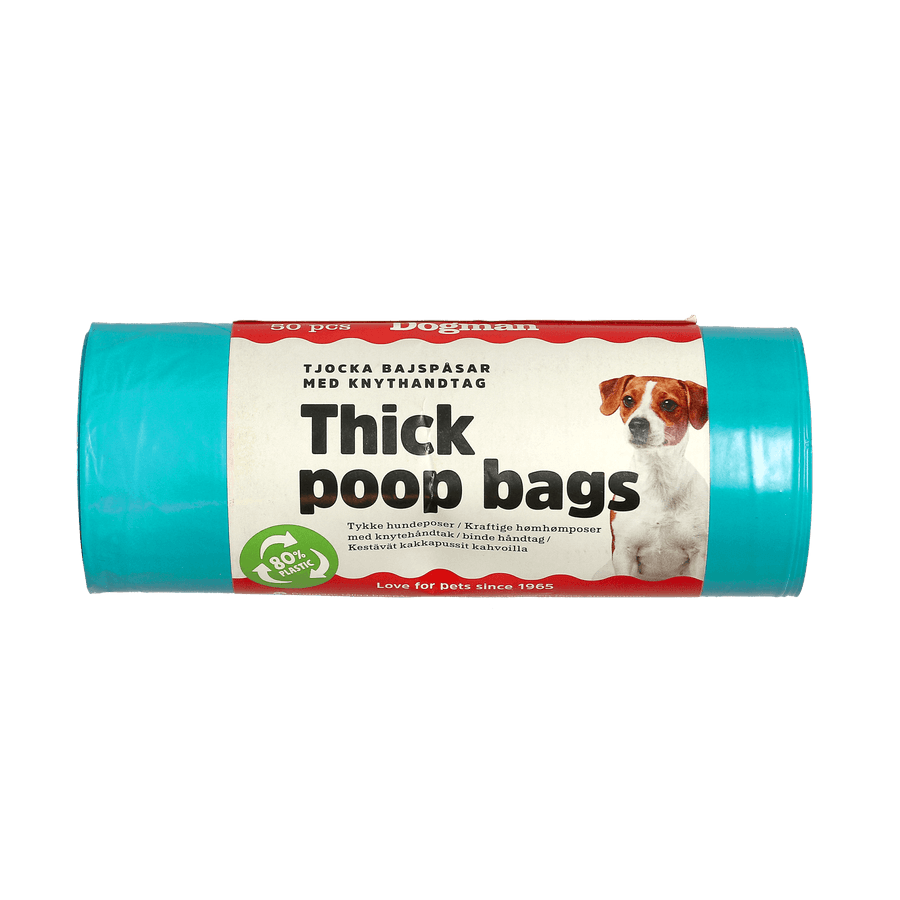Bajspåsar med Handtag 50-pack – Turkos (Dogman)